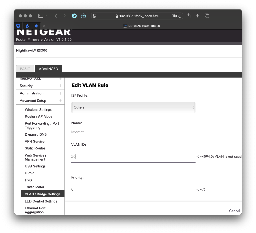 Netgear RS300 web admin UI